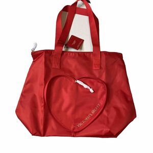 Victoria's Secret Packable Heart Red Zipper Tote Brand New NWT
